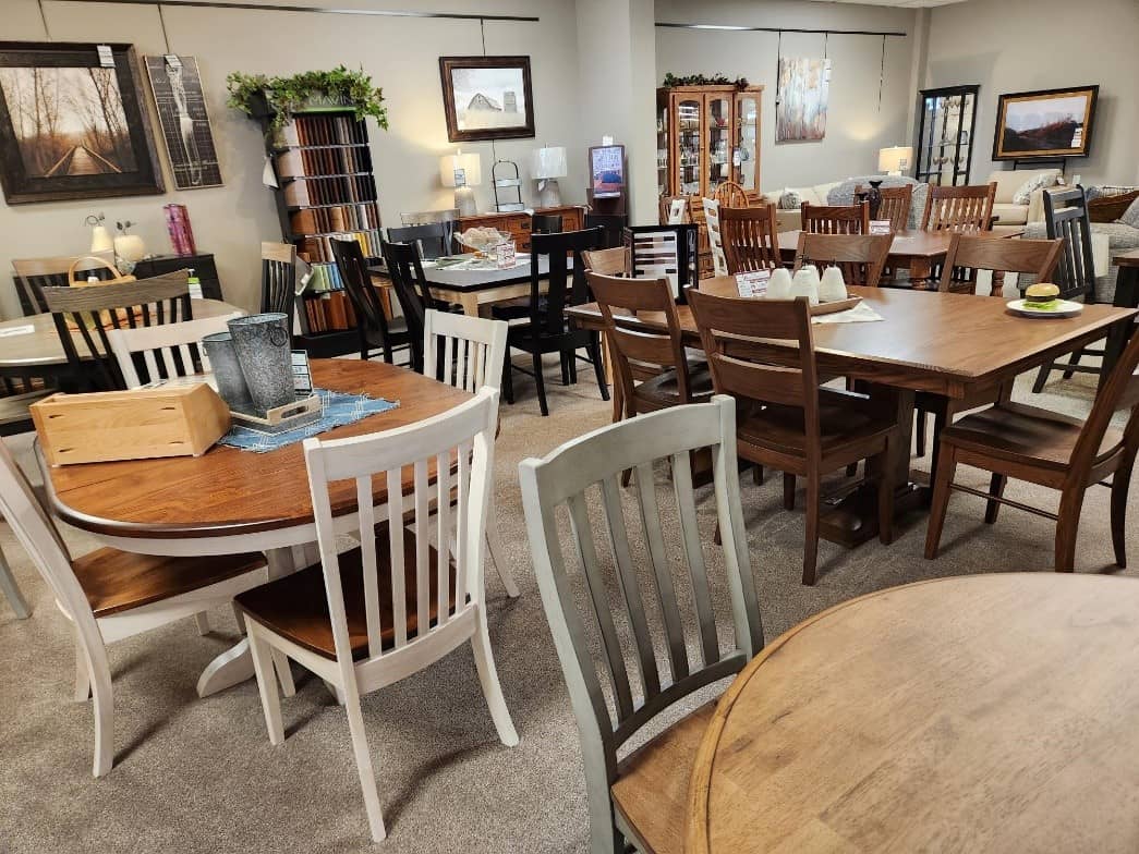 Dining room tables showcased at a store | Types of Dining Tables